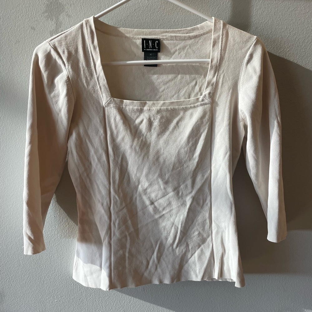 Cream square neck top
